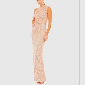 Ieena for Mac Duggal Pink Sequined Ruched One Shoulder Gown Size 10 NWT  #26694